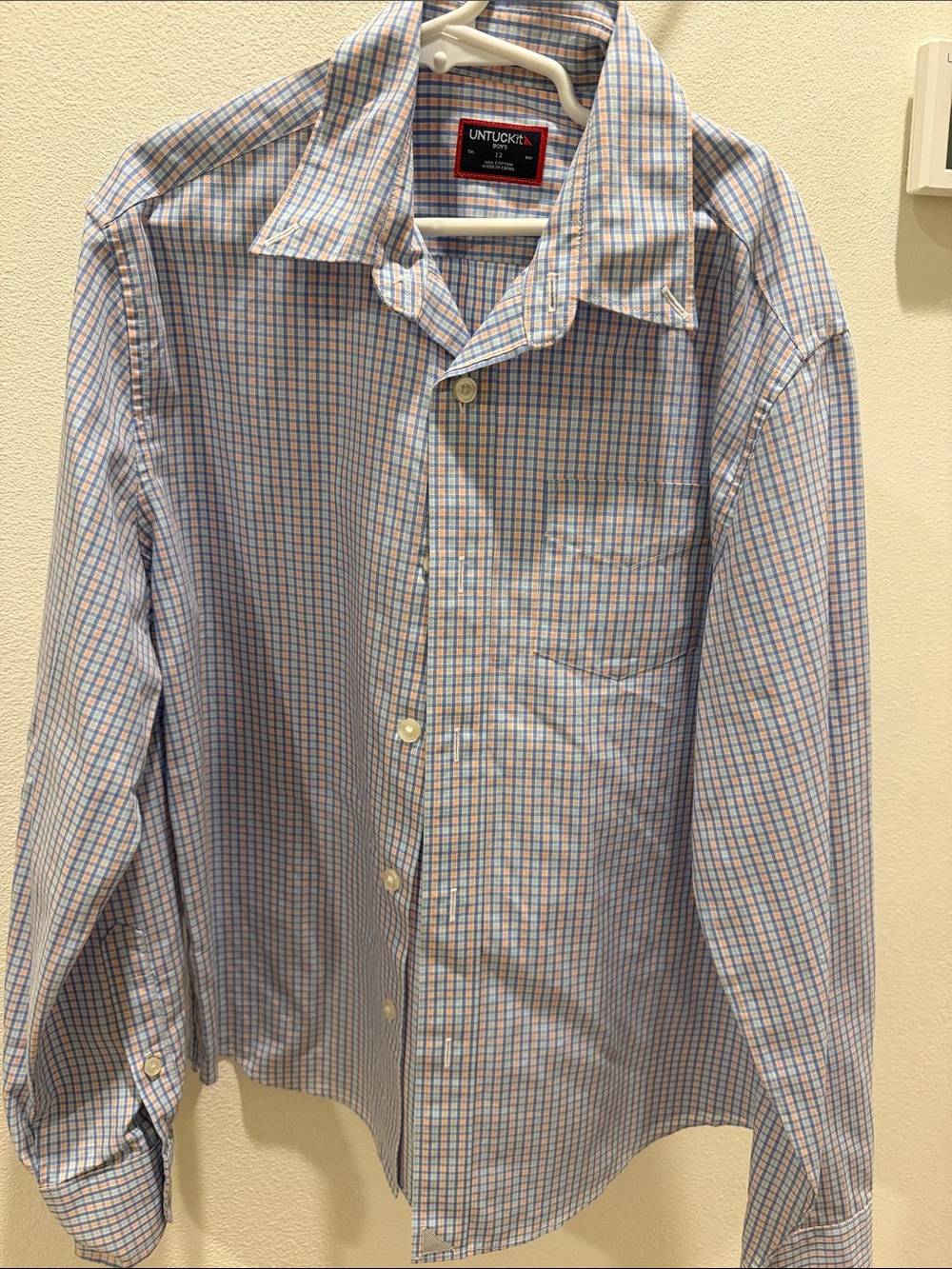 UNTUCKit Boys Blue and Pink Windowpane Button-Down Shirt